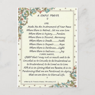 simple prayer=st. francis=pope francis=florentine postcard