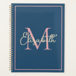 Simple Preppy Navy Pink and Cream Monogram Planner<br><div class="desc">This simple and modern calendar planner features a preppy monogram in rich shades of midnight blue, pink and cream that you can personalize with your choice of name and initial.</div>