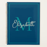 Simple Preppy Navy Teal and Cream Monogram Planner<br><div class="desc">This simple and modern calendar planner features a preppy monogram in rich shades of deep blue,  teal and cream that you can personalize with your choice of name and initial.</div>