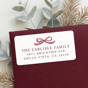 Simple Pretty Bow Christmas Return Address Label