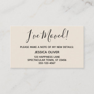 Simple, Pretty "I've Moved" Cream Business Card