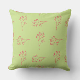 Simple Pretty Lime Green and Pink Floral Throw Pillow