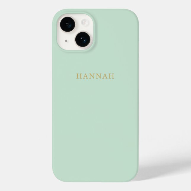 Simple Pretty Minimalist Pistachio Green Gold Name Case-Mate iPhone Case (Back)