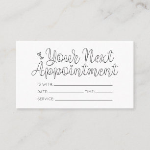 Simple Pretty White Hearts Typography Appointment Business Card