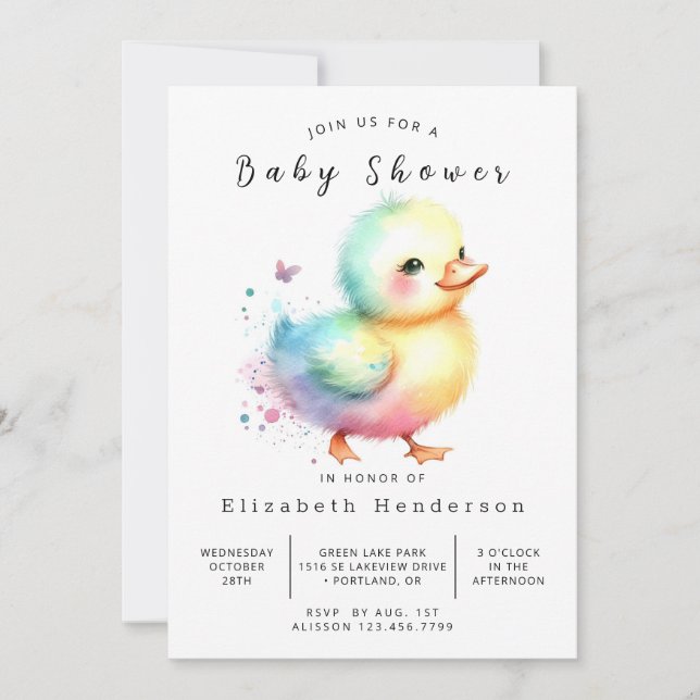  Simple Printable Duck Baby Shower Invitation (Front)