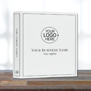 Simple Professional Add Your Logo Black and White  Binder