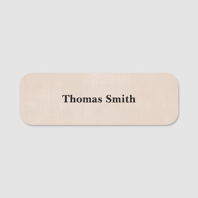 Simple Professional Beige Textured Background Name Tag (Front)