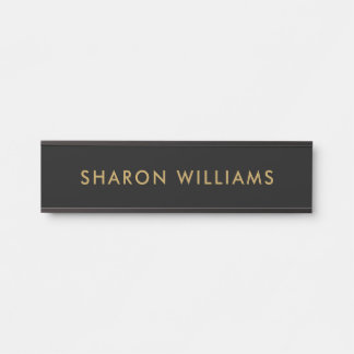 Simple Professional Black and Gold Employee Name Door Sign