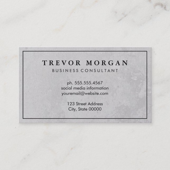 Simple Professional Black Border Grey Texture Business Card (Front)