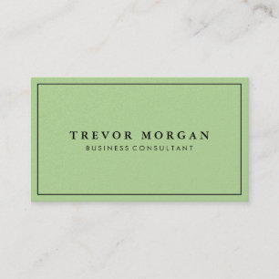 Simple Professional Black Border Minimalist Green Business Card