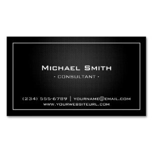 Simple Professional Black Metallic Modern Look Magnetic Business Card