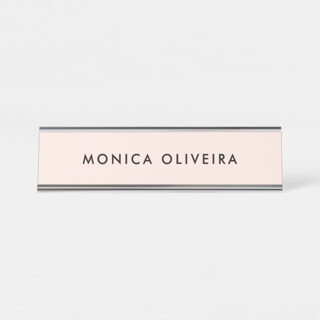 Simple Professional Blush Pink Desk Name Plate (Front)