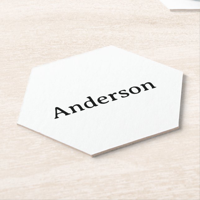 Simple Professional Business 4" x 4" Hexagon Paper Coaster (Angled)