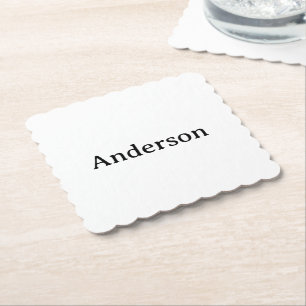 Simple Professional Business 4" x 4" Scalloped Paper Coaster