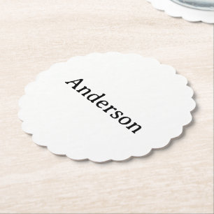 Simple Professional Business 4" x 4" Scalloped Paper Coaster