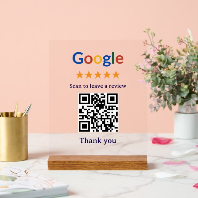 Simple Professional Business Google Review QR Code Acrylic Sign (Wedding)