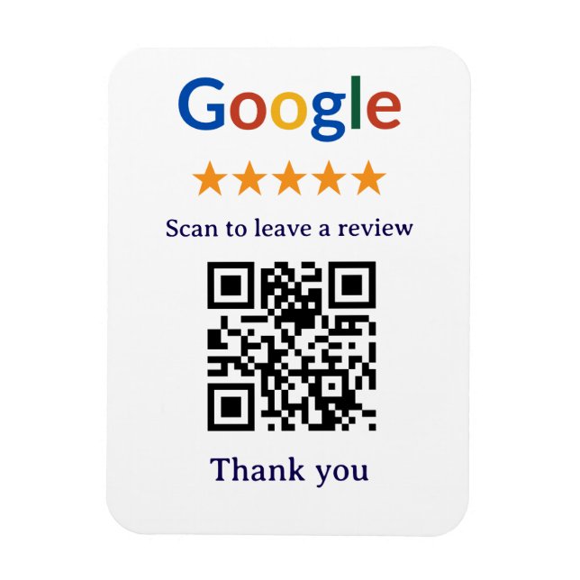 Simple Professional Business Google Review QR Code Magnet (Vertical)
