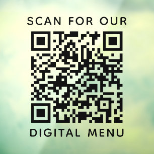 Simple Professional Business QR Code Digital Menu Window Cling