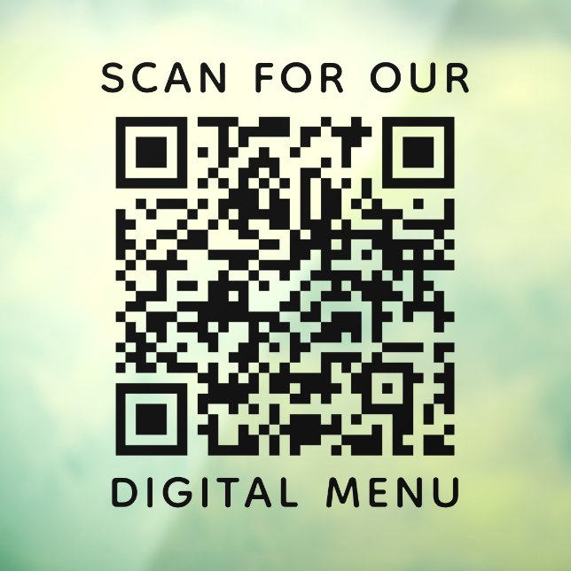 Simple Professional Business QR Code Digital Menu  Window Cling (Sheet 3)