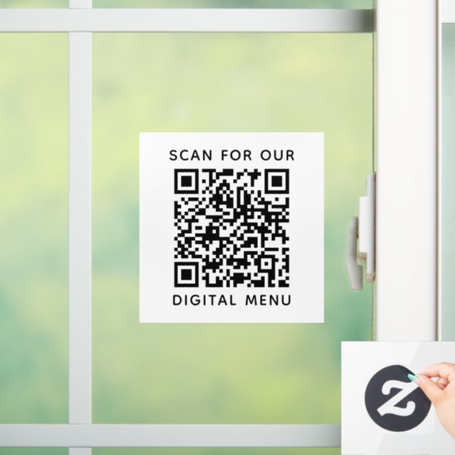 Simple Professional Business QR Code Digital Menu  Window Cling (Home)