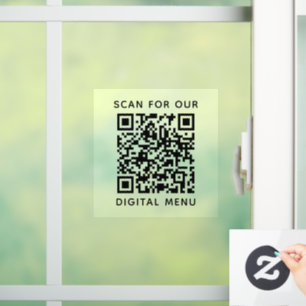 Simple Professional Business QR Code Digital Menu Window Cling
