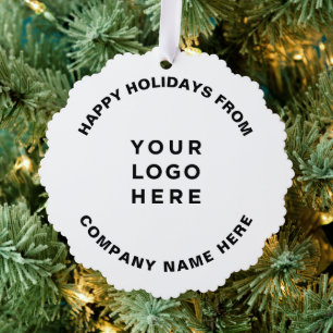Simple Professional Christmas Tree Business Logo Ornament Card