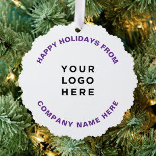 Simple Professional Christmas Tree Business Logo Ornament Card