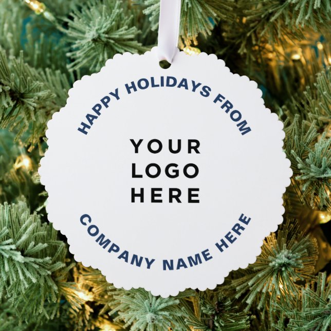 Simple Professional Christmas Tree Business Logo Ornament Card (Insitu (Tree))