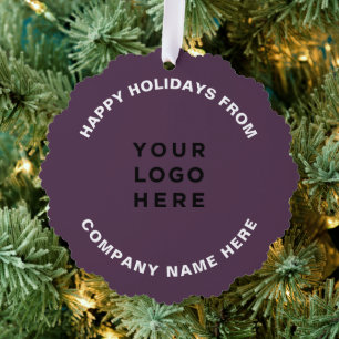 Simple Professional Christmas Tree Business Logo Ornament Card