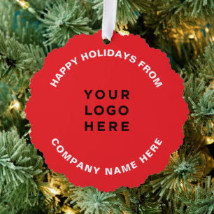Simple Professional Christmas Tree Business Logo Ornament Card