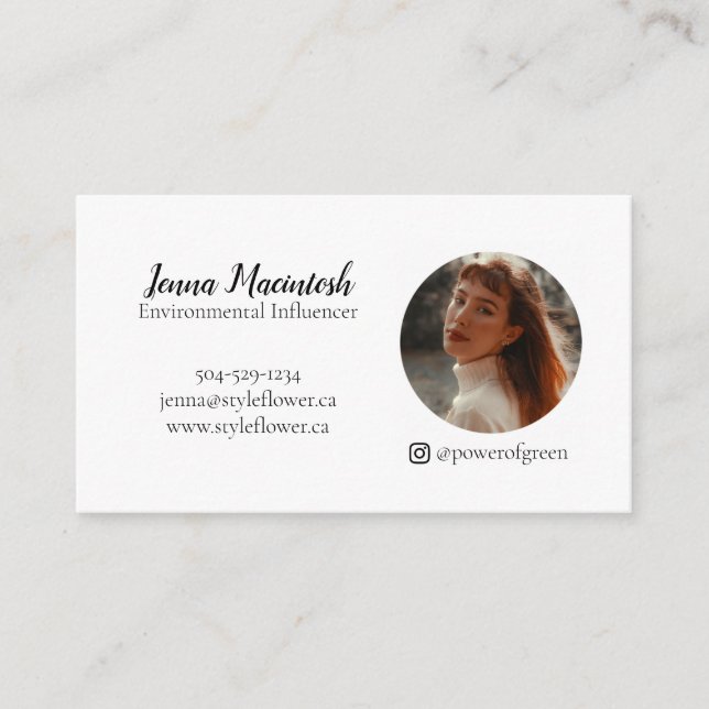Simple Professional Circle Portrait and Logo Business Card (Front)