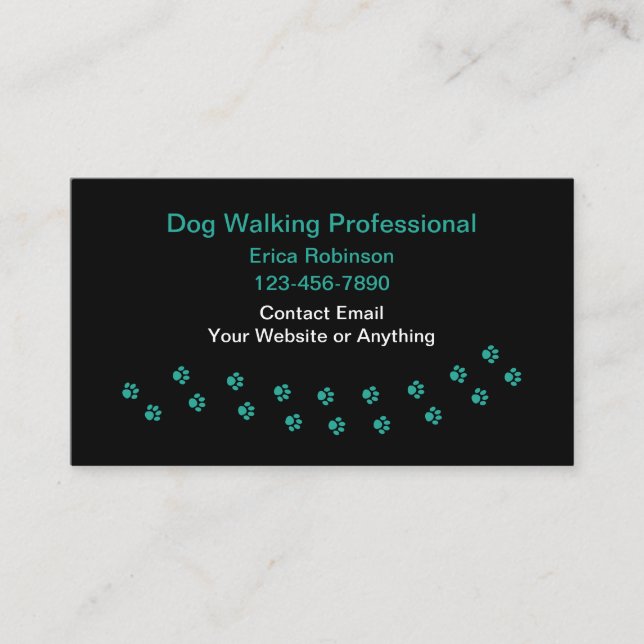 Simple Professional Dog Walking Business Cards (Front)