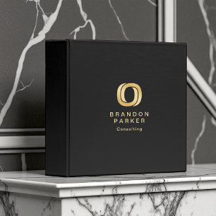 Simple Professional Gold Business Logo on Black Binder