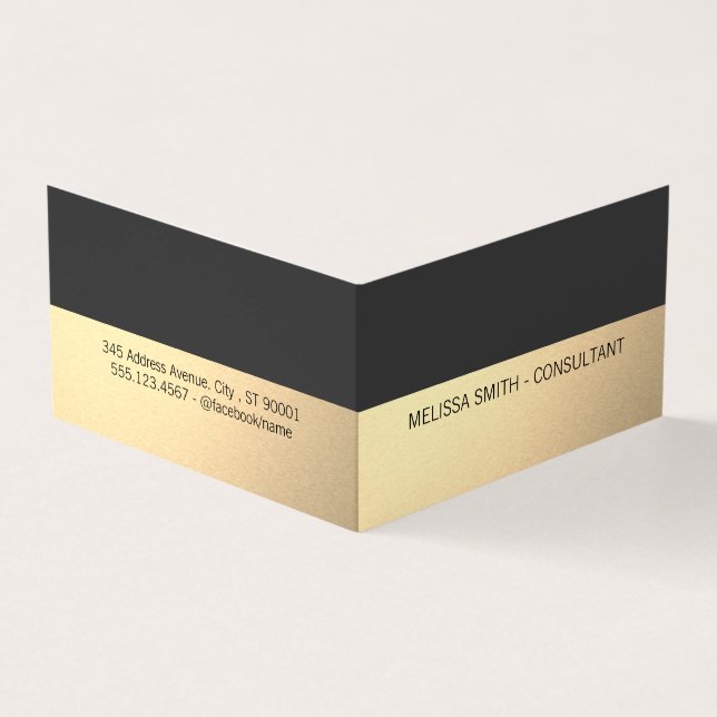 Simple Professional Gold Lux Grey Business Card (Outside)