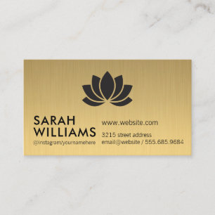 Simple Professional Gold Metallic with Floral Icon Business Card