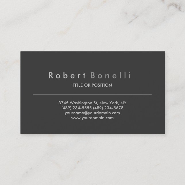 Simple Professional Grey Business Card (Front)