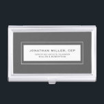 Simple Professional Grey Business Card Holder<br><div class="desc">Simple modern professional design with personalized name,  title,  company or custom text in classic block typography on a grey background. Personalize for your custom use.</div>