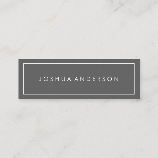 Simple Professional Grey White Border Minimalist Mini Business Card (Front)