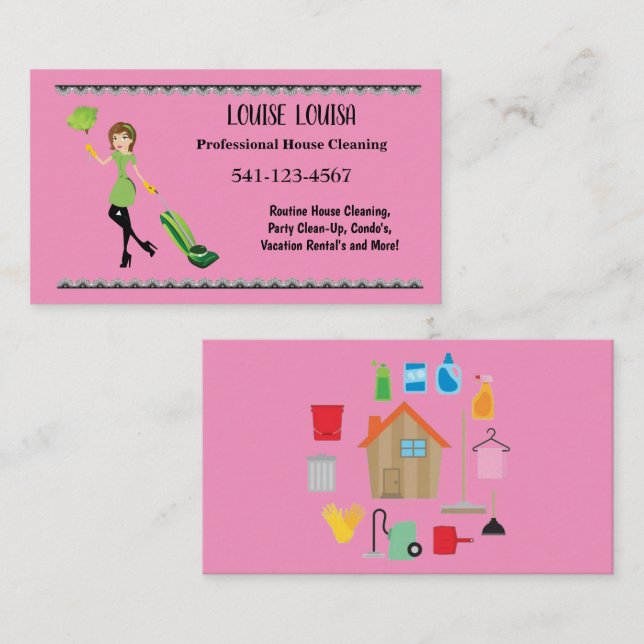 Simple Professional House Cleaning Business Cards (Front/Back)