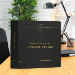 Simple professional lawyer attorney gold black binder<br><div class="desc">Elegant stylish black leather look texture and faux gold monogrammed modern binder for consultant,  attorney at law,  business corporate administrative office,  construction,  legal,  tax or financial advisors or real estate company.</div>