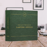 Simple professional lawyer attorney green leather  binder<br><div class="desc">Elegant dark green leather look texture and faux gold monogrammed modern binder for consultant,  attorney at law,  business corporate administrative office,  construction,  legal,  tax or financial advisors or real estate company.</div>