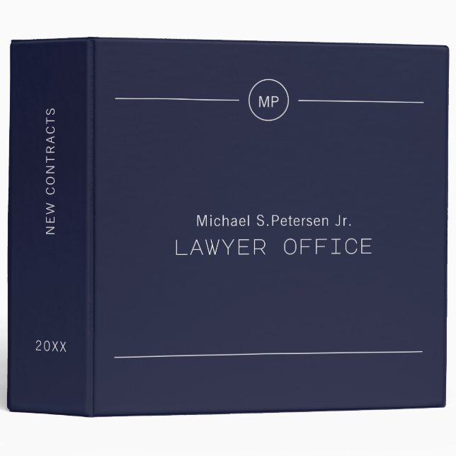 Simple professional lawyer attorney monogrammed binder (Front/Spine)