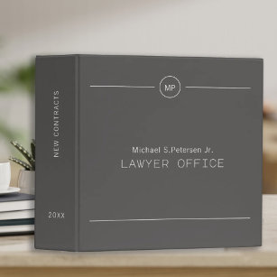 Simple professional lawyer attorney monogrammed binder