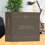 Simple professional lawyer attorney monogrammed binder<br><div class="desc">Elegant brown and white monogrammed modern binder for consultant,  attorney at law,  business corporate administrative office,  construction,  legal,  tax or financial advisors or real estate company.</div>