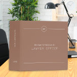 Simple professional lawyer attorney monogrammed binder<br><div class="desc">Elegant light brown mocha and white monogrammed modern binder for consultant,  attorney at law,  business corporate administrative office,  construction,  legal,  tax or financial advisors or real estate company.</div>