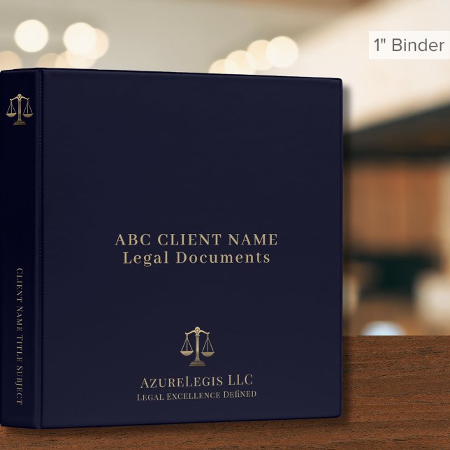 Simple Professional Lawyer Attorney Navy Blue Binder (Creator Uploaded)