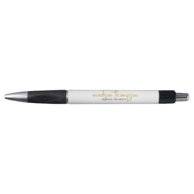 Simple Professional Luxury White Gold Script Pen (Front)