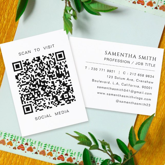Simple Professional Minimal QR Code  Business Card (Creator Uploaded)