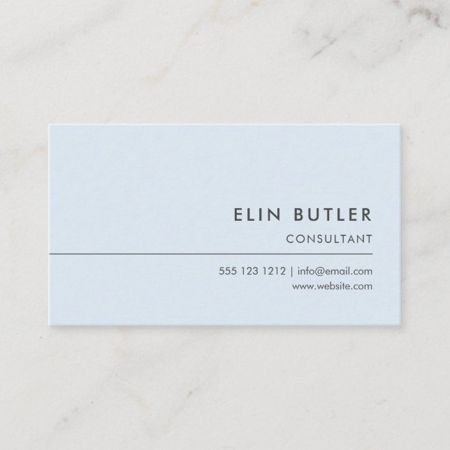 Simple Professional Minimalist Pastel Blue Business Card (Front)