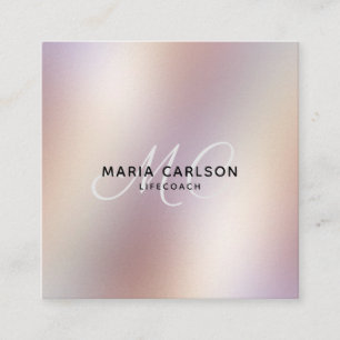 Simple Professional Monogram Hologram Metallic Square Business Card